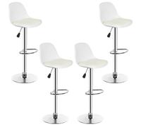 Tabouret de bar Lot de 4 tabourets de bar réglables en hauteur Tabouret de bistrot pivotant avec dossier et repose-pieds blanc
