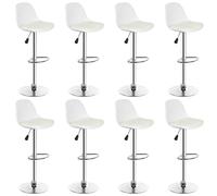 Tabouret de bar Lot de 8 tabourets de bar réglables en hauteur Tabouret de bistrot pivotant avec dossier et repose-pieds blanc
