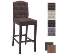 Tabouret de Bar Louise Tissu - CLP - Antique - Marron - Pieds et Repose-pieds en Bois 113 cm