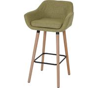 Tabouret De Bar Malmö T381, Chaise De Bar Tabouret De Comptoir Textile, Vert Clair Multicolore