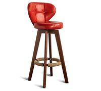 Tabouret de bar marron avec dossier et repose-pieds, chaise de cuisine et de café, pieds en bois, supporte jusqu'à 150 kg, hauteur d'assise 84 cm, design élégant et confortable pour la maison ou le