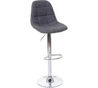 Mendler Tabouret de Bar HWC-A67, Tabouret de Bar comptoir - Tissu/Textile Gris, Pied chromé
