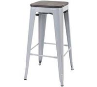 Tabouret De Bar Hwc-A73, Avec Siège En Bois, Métal, Style Industriel Gris Multicolore