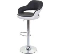 Tabouret de bar HWC-F16, tabouret pivotant, avec dossier simili cuir ~ noir-blanc