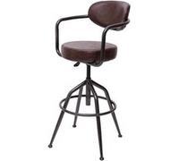 Tabouret de bar HWC-H10f, de comptoir, réglable en hauteur, design industriel, faux daim vintage marron