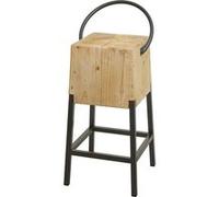 Tabouret de Bar HWC-L76, Chaise de Bar Tabouret de comptoir, métal Industriel Bois Massif certifié MVG, Naturel