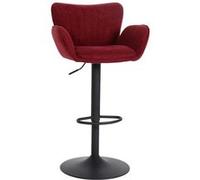 Tabouret de bar MENDLER HWC-M67 tissu textile fer bordeaux pied noir Noir G