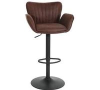 Tabouret de bar HWC-M67, chaise de bar pivotante, avec accoudoirs repose-pieds pivotant tissu/textile fer brun foncé pied noir Multicolore