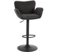 Tabouret De Bar Hwc-M67, Chaise De Bar Pivotante, Avec Accoudoirs Repose-Pieds Pivotant Tissu/Textile Fer Gris Foncé Pied Noir Multicolore