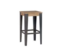 Tabouret de bar industriel métal et bois manguier massif H65 cm MADISON