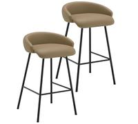 Tabouret de Bar mi-Moderne avec siège Coussin, Chaise de Salle à Manger Parfaite for îlot de Cuisine, pub et Salle à Manger(Tan,2PCS)