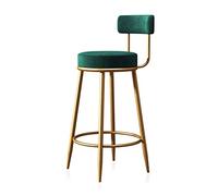 Tabouret de Bar Moderne, Chaise Haute pour îlot de Cuisine, en Velours avec Dossier et Repose-Pieds en métal doré, 65/75 cm, pour la Maison ou la Salle à Manger, supporte jusqu'à 136 kg, ver