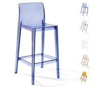 Tabouret de bar moderne en acrylique transparent 65 cm - Chaise de cuisine élégante avec dossier nu pour salle à manger et restaurant - Solution transparente pour économiser de l'espace