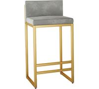Tabouret de Bar Moderne en Velours, Ensemble de 1, avec Dossier Bas et Pieds en métal doré, idéal pour la Salle à Manger ou la Maison.