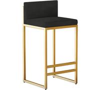 Tabouret de Bar Moderne en Velours, Ensemble de 1, avec Dossier Bas et Pieds en métal doré, idéal pour la Salle à Manger ou la Maison.