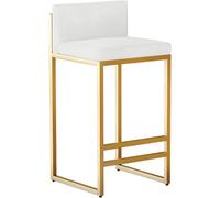 Tabouret de Bar Moderne en Velours, Ensemble de 1, avec Dossier Bas et Pieds en métal doré, idéal pour la Salle à Manger ou la Maison.