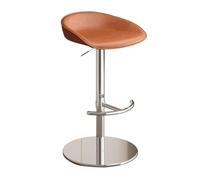 Tabouret de Bar Moderne pivotant à 360° avec siège en Cuir for île, pub, café, Salle à Manger, comptoir de Cuisine, Base argentée, Hauteur réglable 57~82 cm(Orange)