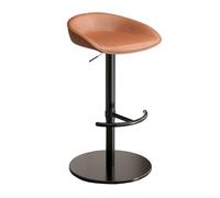 Tabouret de Bar Moderne pivotant à 360° avec siège en Cuir for île, pub, café, Salle à Manger, comptoir de Cuisine, Base Noire, Hauteur réglable 57~82 cm(Orange)