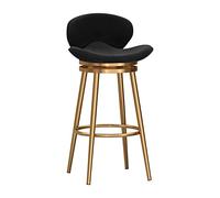 Tabouret de bar moderne pivotant en velours de 75 cm de hauteur avec dossier élégant et repose-pieds en métal parfait pour les îles de cuisine, les bars et les pubs Noir