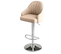 Tabouret de Bar Moderne Réglable en Hauteur avec Dossier Pivotant 360 Chaise Haute Rembourrée et Base en Métal pour Cuisine Îlot,Light Brown 1