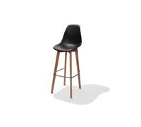 Tabouret de Bar Moderne sans Accoudoirs Structure en Bois de Bouleau Clair et Assise en Plastique x 4