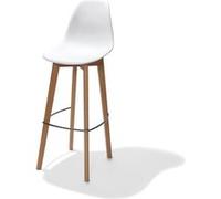Tabouret de Bar Moderne sans Accoudoirs Structure en Bois de Bouleau Clair et Assise en Plastique x 4 Veba 1 G