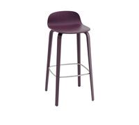 Tabouret de Bar Muuto Visu avec Base en Bois H75 Prune Foncée