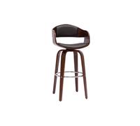 Tabouret de bar design noir et bois foncé noyer H67.5 cm pivotant 360° GAO