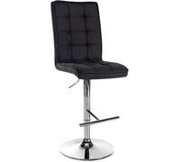 Tabouret de bar - Peking - Noir - Tissu - Métal - Hauteur réglable pivotant