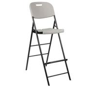 Perel Chaise Haute Pliante Blanche pour intérieur et extérieur, Tabouret de Bar, avec Dossier et Repose-Pieds, en Plastique, idéale pour événements, fêtes, Catering, avec Cadre en Acier et Assise