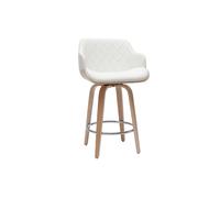 Miliboo Tabouret de Bar Design pivotant 360° Blanc et Bois Clair H65 cm Lucien