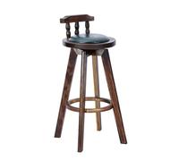 Tabouret de bar pivotant à 360° avec dossier - Chaise de comptoir ronde moderne avec pieds en bois massif tapissés de polyuréthane - Tabouret de bar élégant pour cuisine et salle à manger