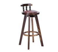 Tabouret de bar pivotant à 360° avec dossier - Chaise ronde rembourrée en polyuréthane avec pieds en bois massif pour petit déjeuner moderne pour îlot de cuisine élégant