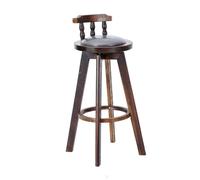 Tabouret de bar pivotant à 360° avec dossier, siège rond moderne rembourré en polyuréthane, pieds en bois massif, chaise de bar parfaite pour cuisine, salle à manger et bar à la maison