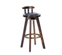 Tabouret de bar pivotant à 360° avec dossier - Tabouret de comptoir rond moderne rembourré en polyuréthane avec pieds en bois massif pour cuisine, îlot, salle à manger, décoration d'intérieur