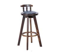 Tabouret de bar pivotant à 360° avec dossier - Tabouret de comptoir rond rembourré en PU avec pieds en bois massif, chaise de bar moderne pour petit déjeuner pour îlot de cuisine, design élégant et