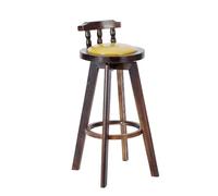 Tabouret de bar pivotant à 360° avec dossier - Tabouret rond en cuir synthétique rembourré avec pieds en bois massif pour cuisine et salle à manger