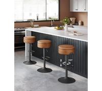 Tabouret De Bar Pivotant À 360° Hauteur Réglable Marron Caramel Marron