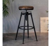 Tabouret de bar pivotant à 360°, hauteur réglable, sans dossier, parfait pour la maison, le restaurant, l'hôtel - Noir, 50 cm de haut, design moderne, assise confortable