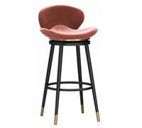 Tabouret de Bar pivotant à 360° Moderne, Tabouret de Bar avec Assise rembourrée en Velours Doux, supporte 200 kg, idéal for Un comptoir ou Un îlot de Cuisine.(Black-Pink,75cm/29.5in)