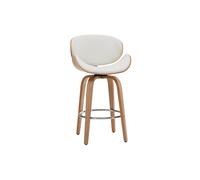 Miliboo Tabouret de Bar pivotant Blanc et Bois Clair 65 cm Walnut