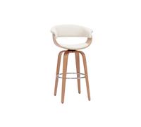 Miliboo - Tabouret de bar design pivotant blanc et bois clair H67 cm OKTAV