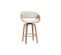 Tabouret de bar pivotant blanc et bois clair H69 cm BENT