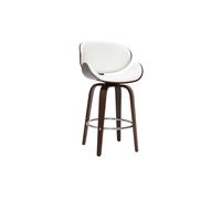 Tabouret de bar pivotant blanc et bois foncé 65 cm WALNUT
