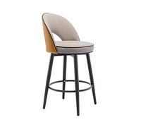 Tabouret de bar pivotant en polyuréthane, hauteur de comptoir avec dossier creux, repose-pieds rond, idéal pour pub et salle de petit-déjeuner, finition chromée noire