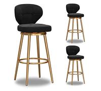 Tabouret de Bar pivotant en Velours avec Dos, Chaise de comptoir Moderne pour îlot de Cuisine, Base en Or, élégant Tabouret de Bar pour la Maison, Bistro et Restaurant - Tissu Blanc, Ensemble de 1