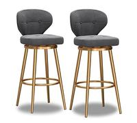 Tabouret de Bar pivotant en Velours avec Dos, Chaise de comptoir Moderne pour îlot de Cuisine, Base en Or, élégant Tabouret de Bar pour la Maison, Bistro et Restaurant - Tissu Blanc, Ensemble de 1