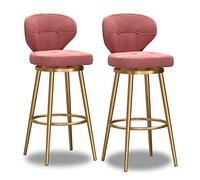 Tabouret de Bar pivotant en Velours avec Dos, Chaise de comptoir Moderne pour îlot de Cuisine, Base en Or, élégant Tabouret de Bar pour la Maison, Bistro et Restaurant - Tissu Blanc, Ensemble de 1