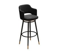 Tabouret de Bar pivotant Moderne à Dossier Bas, doté d'une Assise en Velours avec Mousse Haute résilience, d'un Repose-Pieds et d'une Structure métallique Robuste, Noir(1PCS,Height 75cm)