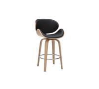 Tabouret de bar pivotant noir et bois clair 65 cm WALNUT